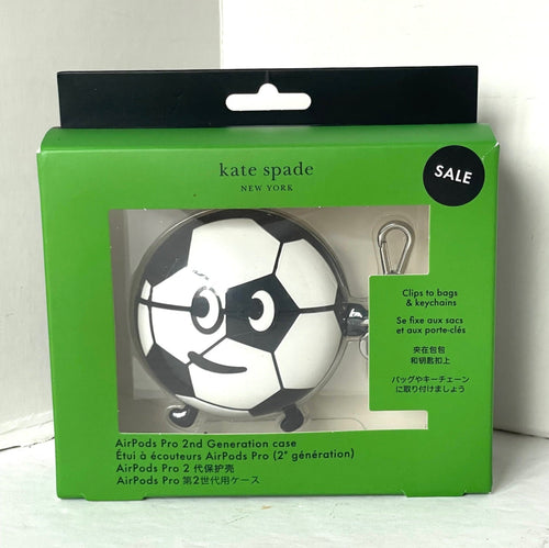 Kate Spade Kickoff 3d Ball Airpod Pro 2nd Gen Case Soccer Black White Keyring