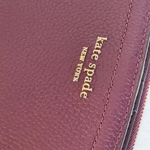 Load image into Gallery viewer, Kate Spade Knott Bifold Slim Wallet Womens Cherry Burgundy Leather Zip Snap