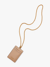 Load image into Gallery viewer, Kate Spade Lanyard ID Card Holder Brown Leather Detachable Chain Gold