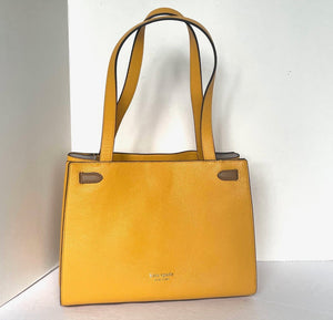 Kate Spade Large Lane Satchel Shoulder Bag Yellow Pebbled Leather Hobo Rare