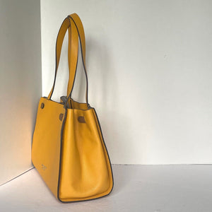 Kate Spade Large Lane Satchel Shoulder Bag Yellow Pebbled Leather Hobo Rare