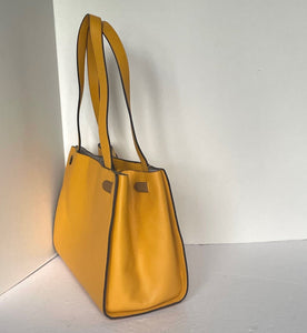 Kate Spade Large Lane Satchel Shoulder Bag Yellow Pebbled Leather Hobo Rare