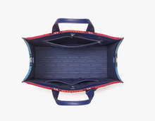 Load image into Gallery viewer, Kate Spade Manhattan Grand Plaid Tweed Small Tote Blue Shoulder Bag ORGPKG