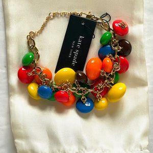 Kate Spade M&M Statement Bracelet Rainbow Gold Novelty Candy Gift Box
