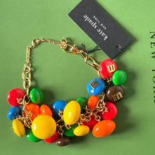 Load image into Gallery viewer, Kate Spade M&amp;M Statement Bracelet Rainbow Gold Novelty Candy Gift Box