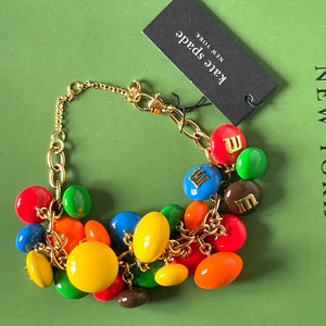 Kate Spade M&M Statement Bracelet Rainbow Gold Novelty Candy Gift Box