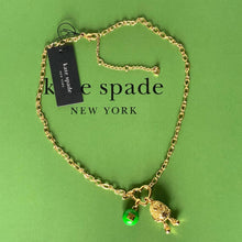 Load image into Gallery viewer, Kate Spade M&amp;M Statement Pendant Necklace Green Peanut Gold Novelty Box Gift