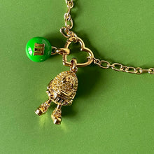 Load image into Gallery viewer, Kate Spade M&amp;M Statement Pendant Necklace Green Peanut Gold Novelty Box Gift