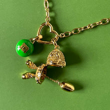Load image into Gallery viewer, Kate Spade M&amp;M Statement Pendant Necklace Green Peanut Gold Novelty Box Gift