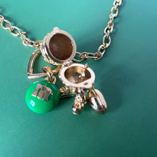 Load image into Gallery viewer, Kate Spade M&amp;M Statement Pendant Necklace Green Peanut Gold Novelty Box Gift