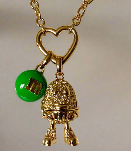 Kate Spade M&M Statement Pendant Necklace Green Peanut Gold Novelty Box Gift