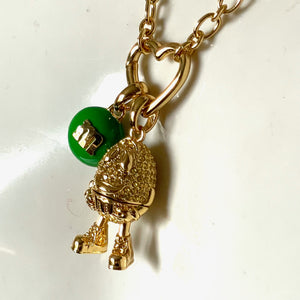Kate Spade M&M Statement Pendant Necklace Green Peanut Gold Novelty Box Gift