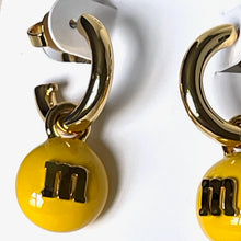 Load image into Gallery viewer, Kate Spade M&amp;M&#39;s Yellow Green Charm Huggies Cuff Earrings Gold Tone