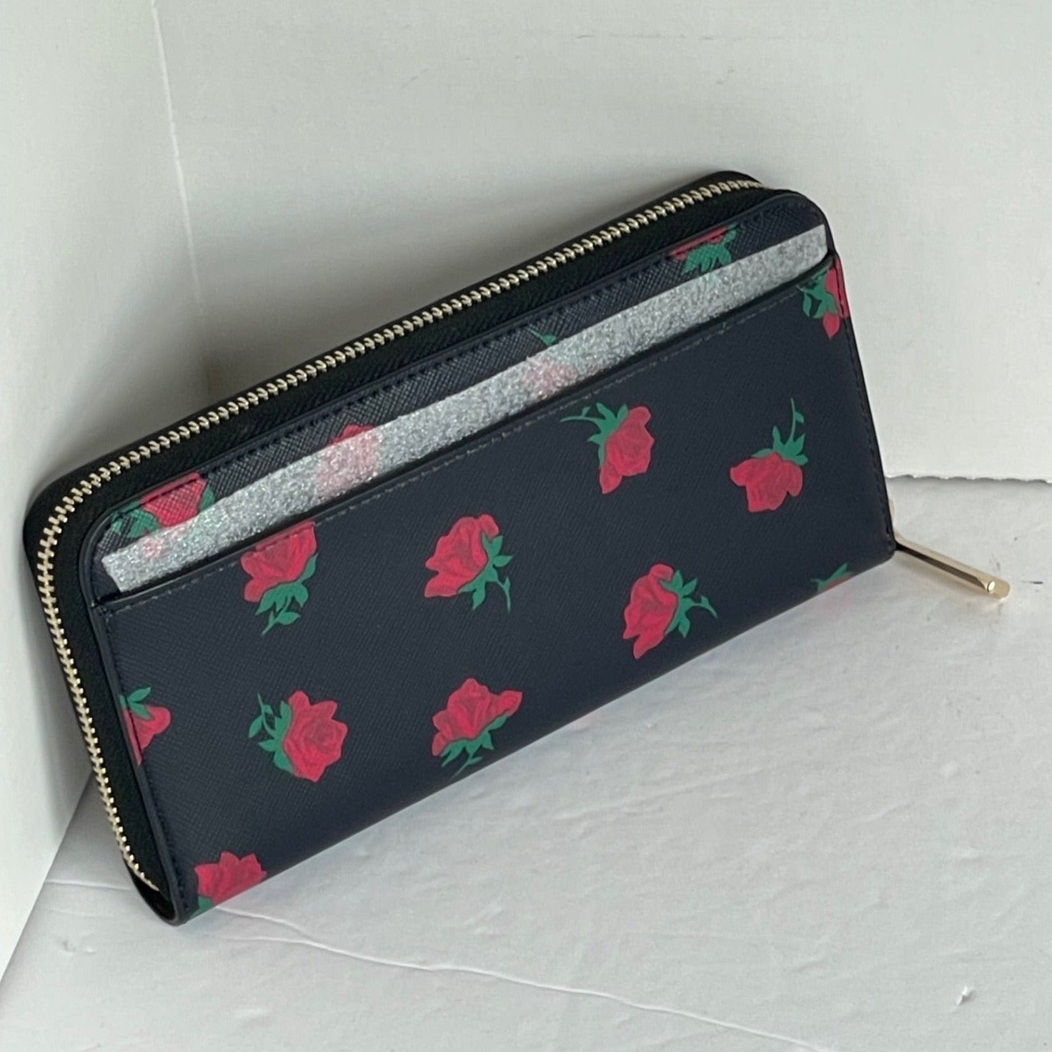 Kate Spade Madison Floral Wallet Black Rose Toss Large Accordian Walle Luxe Fashion Finds