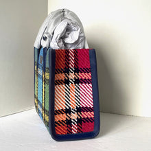 Load image into Gallery viewer, Kate Spade Manhattan Grand Plaid Tweed Small Tote Blue Shoulder Bag ORGPKG
