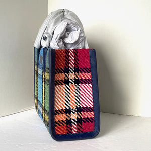 Kate Spade Manhattan Grand Plaid Tweed Small Tote Blue Shoulder Bag ORGPKG