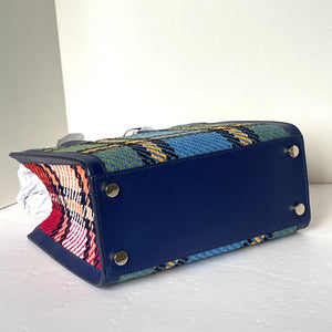 Kate Spade Manhattan Grand Plaid Tweed Small Tote Blue Shoulder Bag ORGPKG