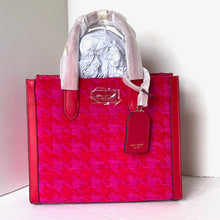 Load image into Gallery viewer, Kate Spade Manhattan Houndstooth Chenille Small Tote Red Shoulder Bag ORIGPKG