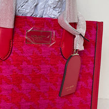 Load image into Gallery viewer, Kate Spade Manhattan Houndstooth Chenille Small Tote Red Shoulder Bag ORIGPKG