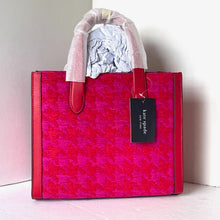 Load image into Gallery viewer, Kate Spade Manhattan Houndstooth Chenille Small Tote Red Shoulder Bag ORIGPKG