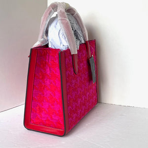 Kate Spade Manhattan Houndstooth Chenille Small Tote Red Shoulder Bag ORIGPKG