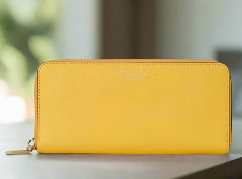 Kate Spade Margaux Continental Zip Wallet Womens Yellow Leather Slim Box