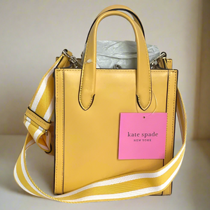 Kate Spade Mini Manhattan Tote Yellow Leather Crossbody Shoulder Bag