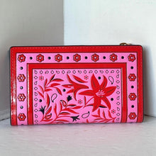 Load image into Gallery viewer, Kate Spade Morgan Bandana Small Slim Bifold Wallet Womens Pink Leather Boho