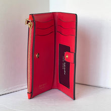 Load image into Gallery viewer, Kate Spade Morgan Bandana Small Slim Bifold Wallet Womens Pink Leather Boho