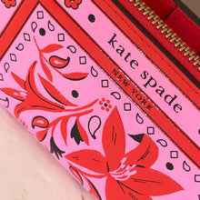 Load image into Gallery viewer, Kate Spade Morgan Bandana Small Slim Bifold Wallet Womens Pink Leather Boho