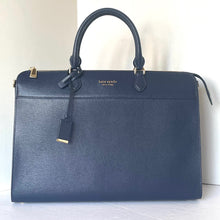 Load image into Gallery viewer, Kate Spade Morgan Laptop Bag Work Tote Womens Blue Leather Shoulder Bag