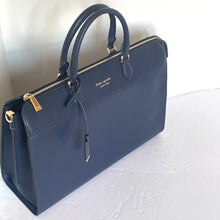Load image into Gallery viewer, Kate Spade Morgan Laptop Bag Work Tote Womens Blue Leather Shoulder Bag