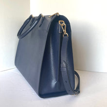 Load image into Gallery viewer, Kate Spade Morgan Laptop Bag Work Tote Womens Blue Leather Shoulder Bag