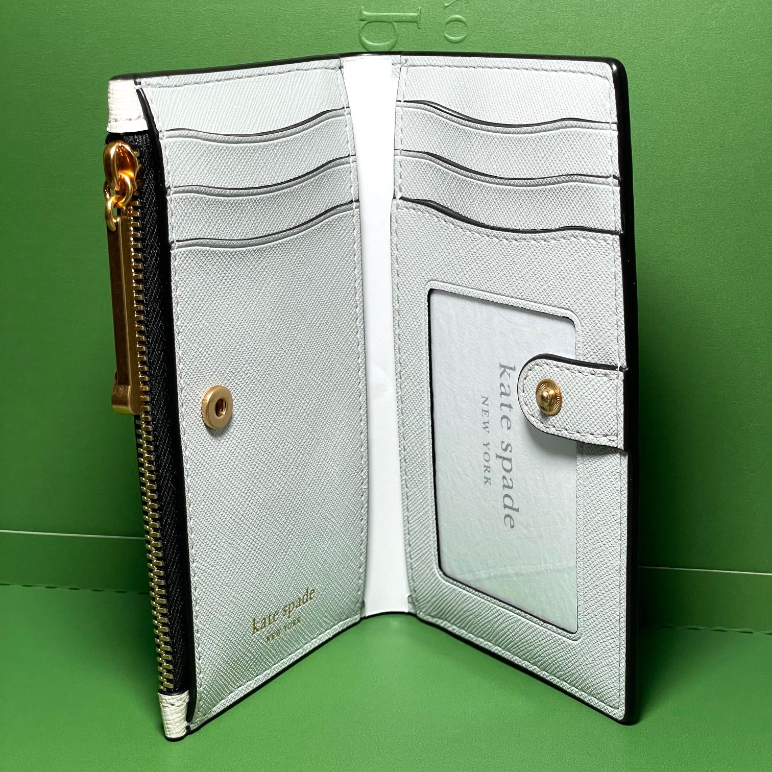 Kate Spade Morgan Matchbox ID Wallet Embossed Small Slim Bifold Zip OR Luxe Fashion Finds