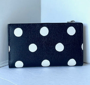 Kate Spade Morgan Sunshine Dot Small Slim Bifold Wallet Black White