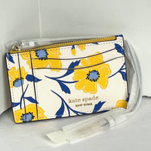 Load image into Gallery viewer, Kate Spade Morgan Sunshine Floral Print Card Case Wristlet Yellow Keyring Wallet