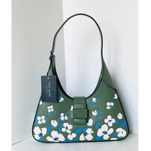 Load image into Gallery viewer, Kate Spade Nouveau Painterly Bouquet Small Shoulder Bag Green Leather Floral