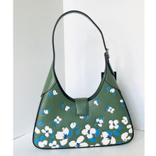 Load image into Gallery viewer, Kate Spade Nouveau Painterly Bouquet Small Shoulder Bag Green Leather Floral