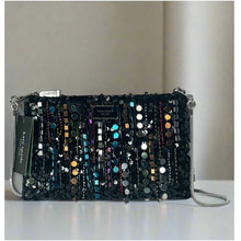 Load image into Gallery viewer, Kate Spade Nova Fringe Clutch Black Embellished Chain Strap Crossbody