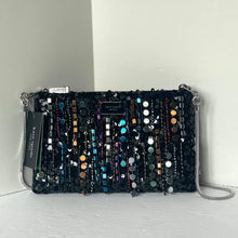 Load image into Gallery viewer, Kate Spade Nova Fringe Clutch Black Embellished Chain Strap Crossbody