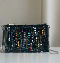 Load image into Gallery viewer, Kate Spade Nova Fringe Embellished Clutch Crossbody Black Chain Strap Rare