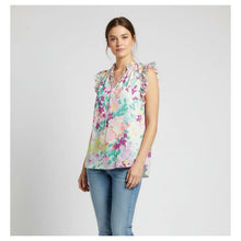 Load image into Gallery viewer, Kate_Spade_Painted_Petals_Tie-Neck_Ruffle_Blouse_Pink_Blue_Floral