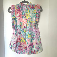 Load image into Gallery viewer, Kate_Spade_Painted_Petals_Tie-Neck_Ruffle_Blouse_Pink_Blue_Floral