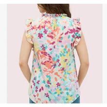 Load image into Gallery viewer, Kate_Spade_Painted_Petals_Tie-Neck_Ruffle_Blouse_Pink_Blue_Floral