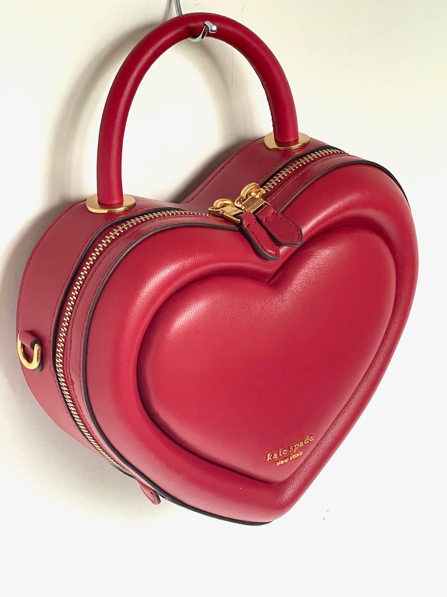 Kate Spade Pitter Patter 3D Heart Crossbody Red Leather Top Handle Bag Luxe Fashion Finds