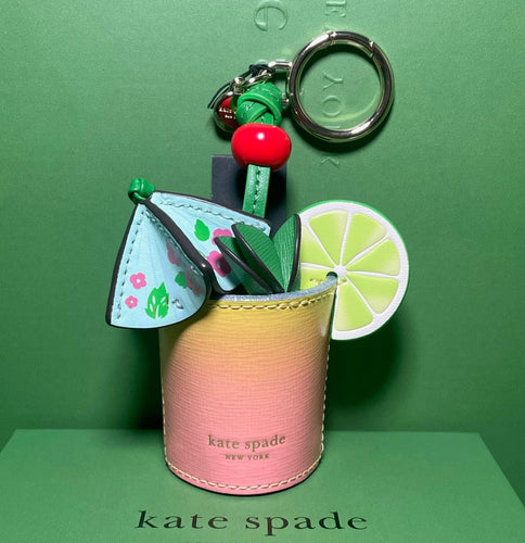Kate Spade Playa Ombre 3d Bag Charm Beach Cocktail Leather Key Ring Vacation