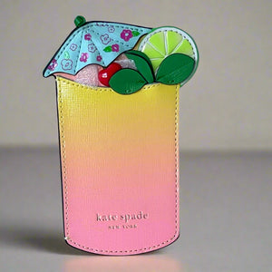 Kate Spade Playa Ombre Card Holder Small Wallet Pink Leather Tropical