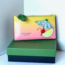 Load image into Gallery viewer, Kate Spade Playa Ombre Small Slim Bifold Wallet Pink Leather ID Tropical