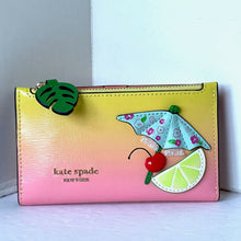 Load image into Gallery viewer, Kate Spade Playa Ombre Small Slim Bifold Wallet Pink Leather ID Tropical