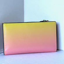 Load image into Gallery viewer, Kate Spade Playa Ombre Small Slim Bifold Wallet Pink Leather ID Tropical